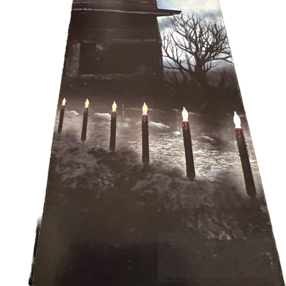 New Spooky Village Halloween 6 Flicker Flame Flickering Candle Lawn Stakes NIB